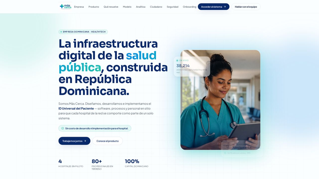 Captura del sitio de Más Cerca